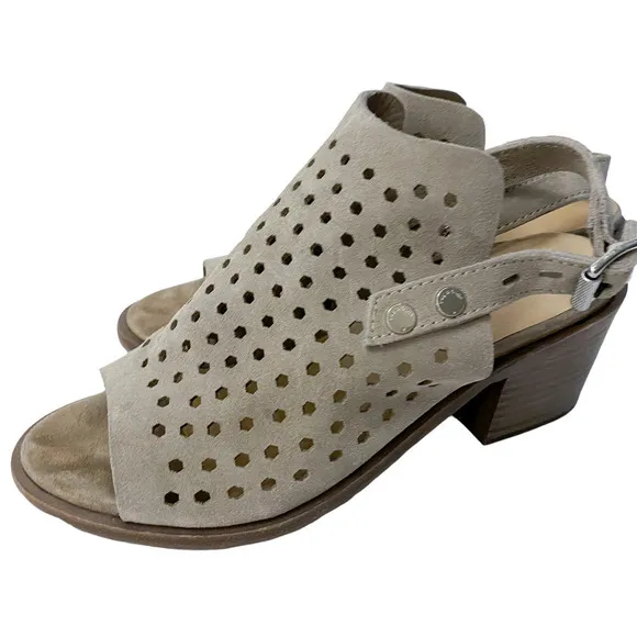 Rag &amp; Bone Wyatt Mid Heel City Sandals Taupe Suede Slingback Bootie Size 5