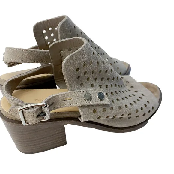 Rag &amp; Bone Wyatt Mid Heel City Sandals Taupe Suede Slingback Bootie Size 5