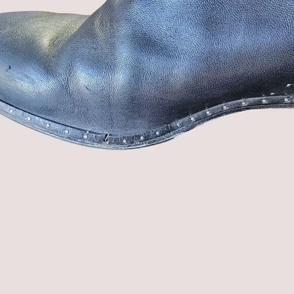 Rag &amp; Bone Willow Stud Black Leather Chelsea  Boots SZ 39.5 (9.5) Bootie