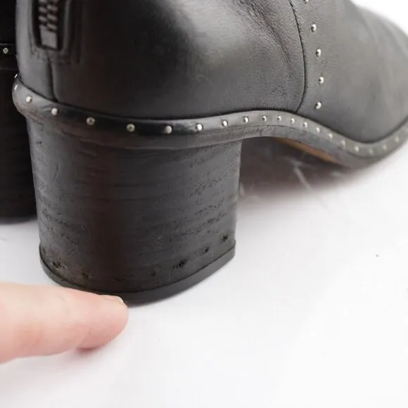 Rag Bone Womens Willow Boots Size 35 5 Black Leather Studded Block Heel Bootie