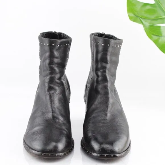 Rag Bone Womens Willow Boots Size 35 5 Black Leather Studded Block Heel Bootie