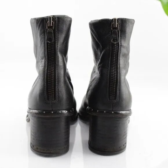 Rag Bone Womens Willow Boots Size 35 5 Black Leather Studded Block Heel Bootie