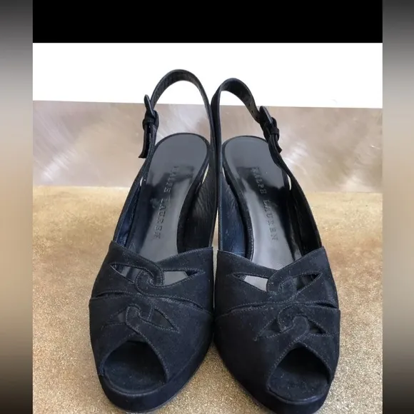 Ralph Lauren Collection Peep Toe Suede High Heel sandals 8 Italy