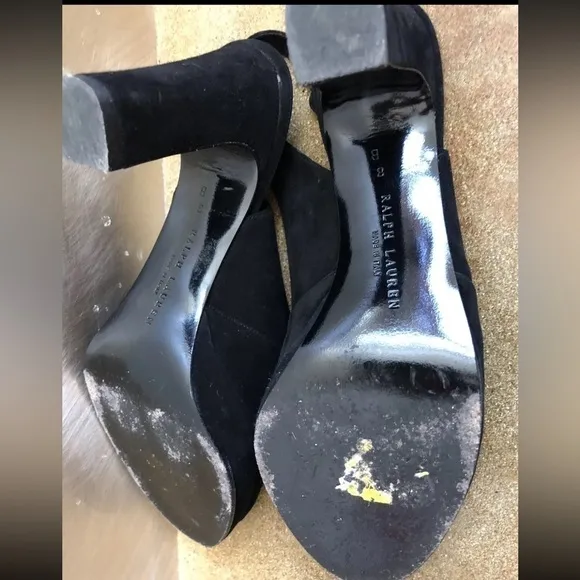Ralph Lauren Collection Peep Toe Suede High Heel sandals 8 Italy