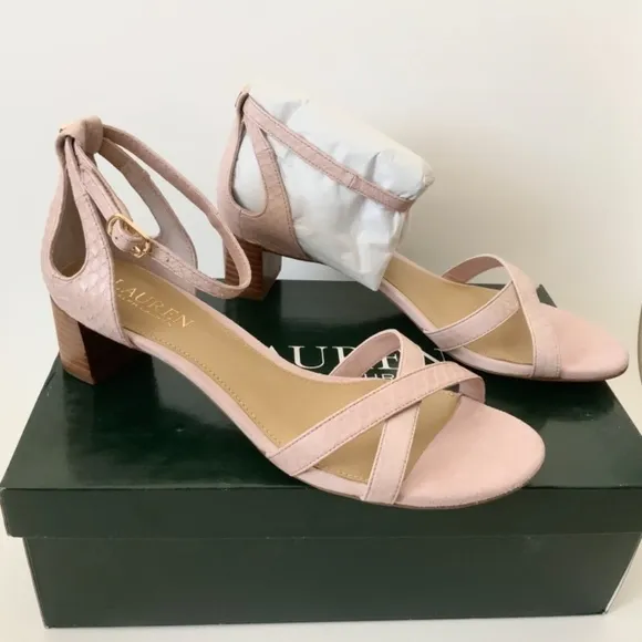 Ralph Lauren Folly Ii Pearl Pink Snake Heel Sandal