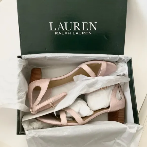 Ralph Lauren Folly Ii Pearl Pink Snake Heel Sandal