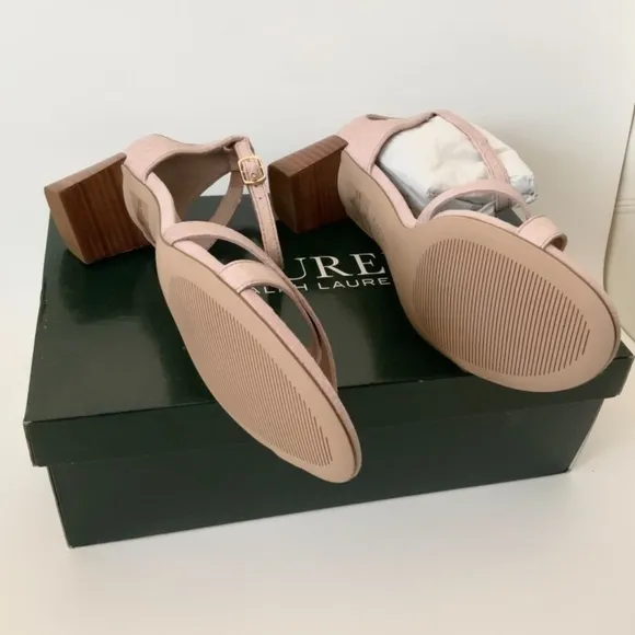 Ralph Lauren Folly Ii Pearl Pink Snake Heel Sandal