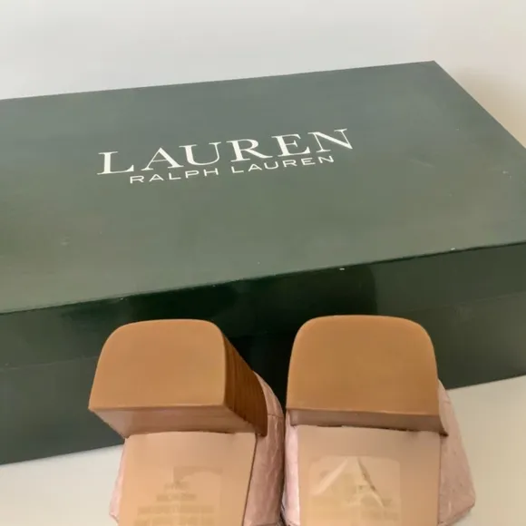 Ralph Lauren Folly Ii Pearl Pink Snake Heel Sandal