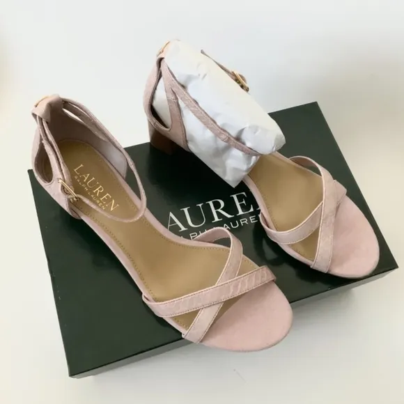 Ralph Lauren Folly Ii Pearl Pink Snake Heel Sandal