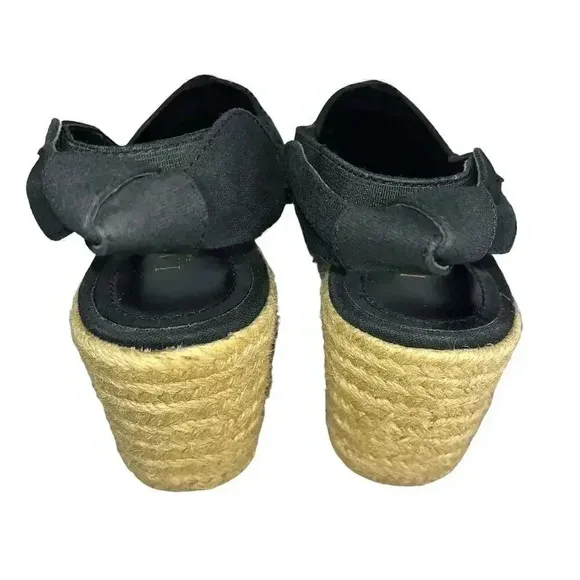 Ralph Lauren Helma Espadrille Slingback Wedge Sandals Black Size 9.5