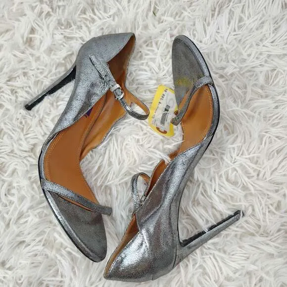 Ralph Lauren purple label 4&quot; Heels Sz 9 pewter shoes