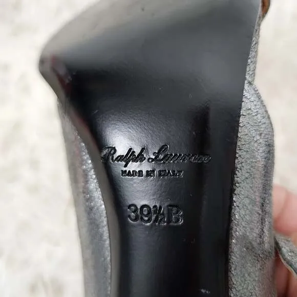 Ralph Lauren purple label 4&quot; Heels Sz 9 pewter shoes