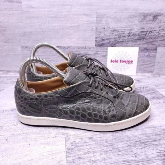 Raoul Croc Embossed Casual Leather Sneaker Green White Women's sz 8