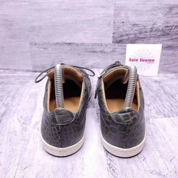 Raoul Croc Embossed Casual Leather Sneaker Green White Women's sz 8