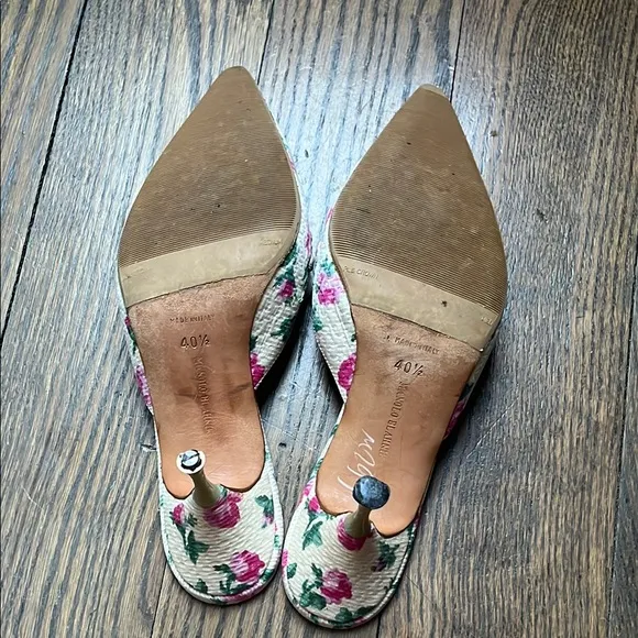 RARE DESIGN AND SIZE Manolo Blahnik Floral Women's heels - Pink and Cream