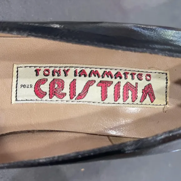 RARE!! TONY IAMMATTEO FOR CHRISTINA BLACK HEELS!! Vintage heels with dust bags!