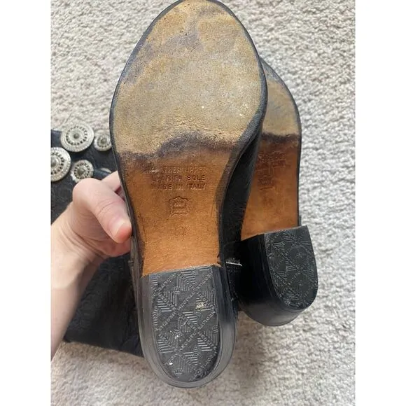 RARE Vintage 80's Genuine Leather Western Cowboy Concho Boots 6.5 Made in Italy