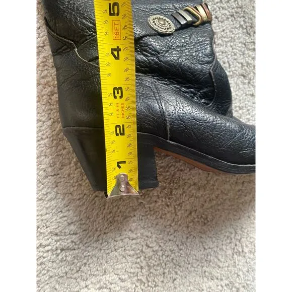 RARE Vintage 80's Genuine Leather Western Cowboy Concho Boots 6.5 Made in Italy