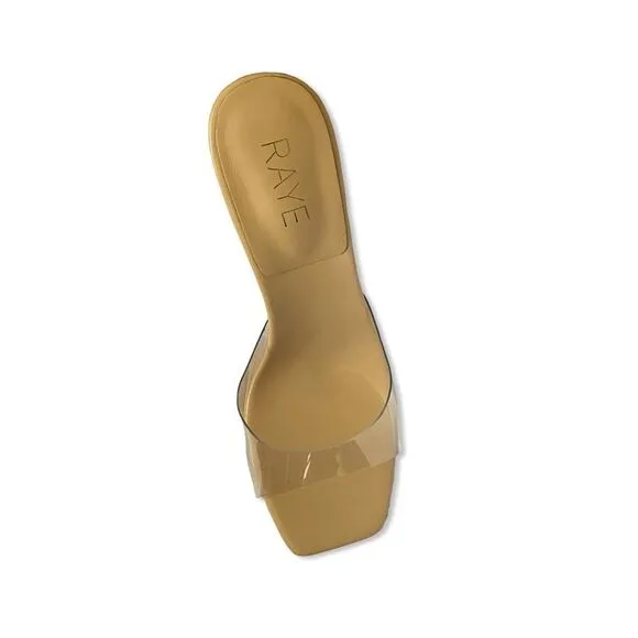 RAYE Julietta Mules in Natural shoes high heels clear PVC Revolve As Is 9