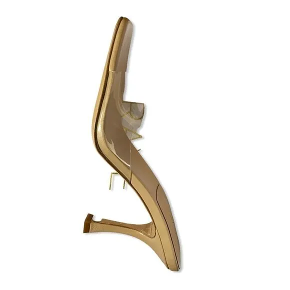 RAYE Julietta Mules in Natural shoes high heels clear PVC Revolve As Is 9