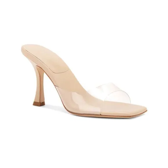 RAYE Julietta Mules in Natural shoes high heels clear PVC Revolve As Is 9