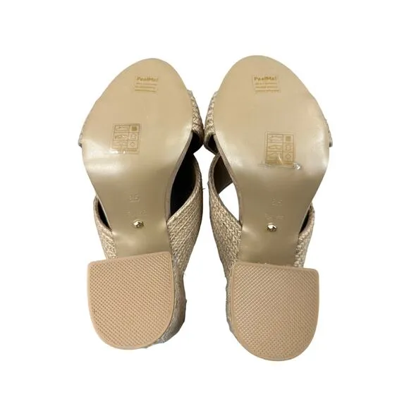 Raye - Nix Heel Braided Sandals in Natural Beige