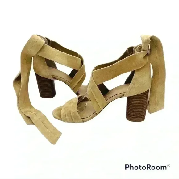 Raye Taupe Suede Wrap Heeled Sandals