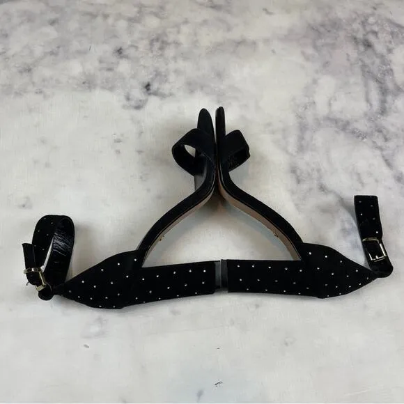 Raye x Anthropologie Genesis Black Crystal Dot Suede Heeled Sandals