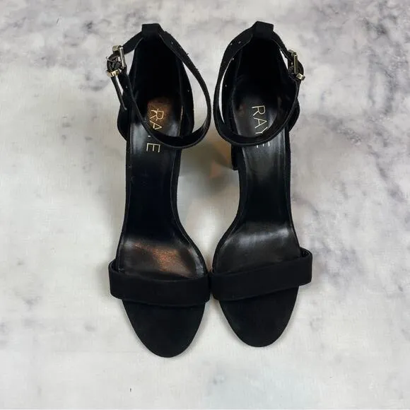 Raye x Anthropologie Genesis Black Crystal Dot Suede Heeled Sandals