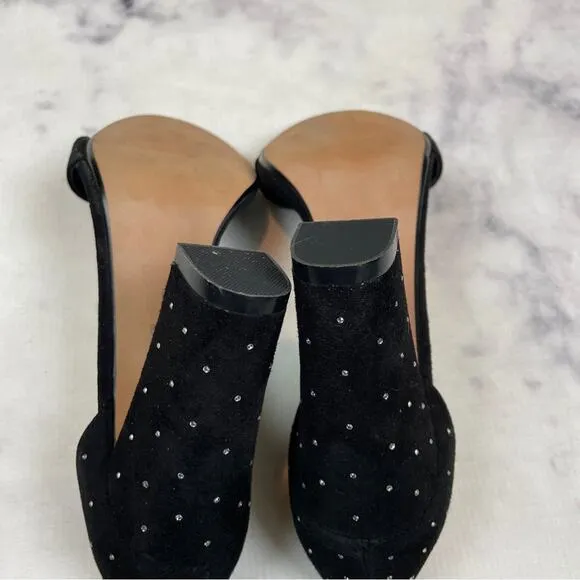 Raye x Anthropologie Genesis Black Crystal Dot Suede Heeled Sandals