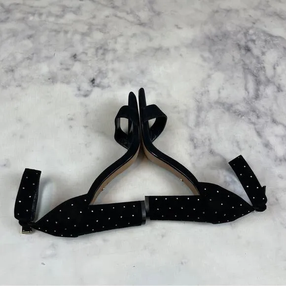 Raye x Anthropologie Genesis Black Crystal Dot Suede Heeled Sandals
