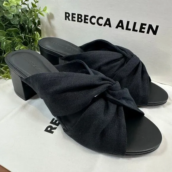 Rebecca Allen Women's The Twist Black Linen Slide Sandals Size 8.5