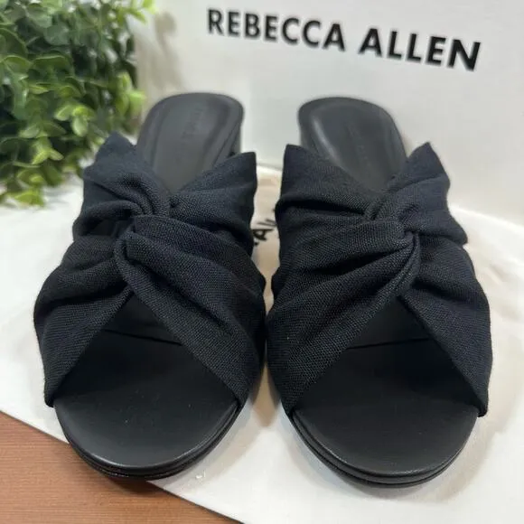 Rebecca Allen Women's The Twist Black Linen Slide Sandals Size 8.5