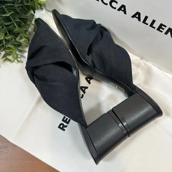 Rebecca Allen Women's The Twist Black Linen Slide Sandals Size 8.5