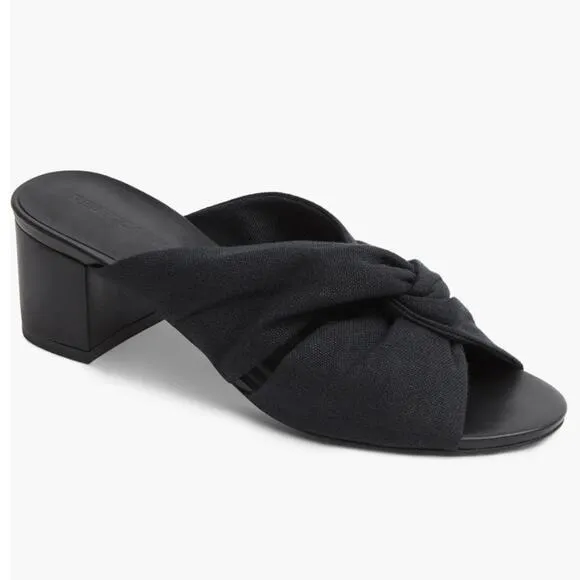Rebecca Allen Women's The Twist Black Linen Slide Sandals Size 8.5