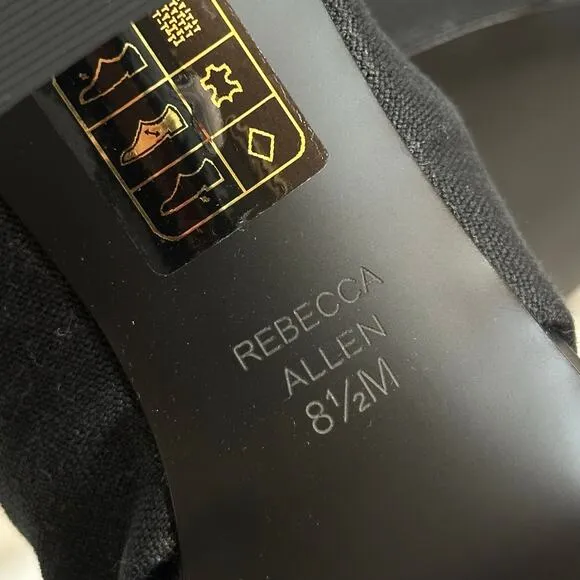 Rebecca Allen Women's The Twist Black Linen Slide Sandals Size 8.5
