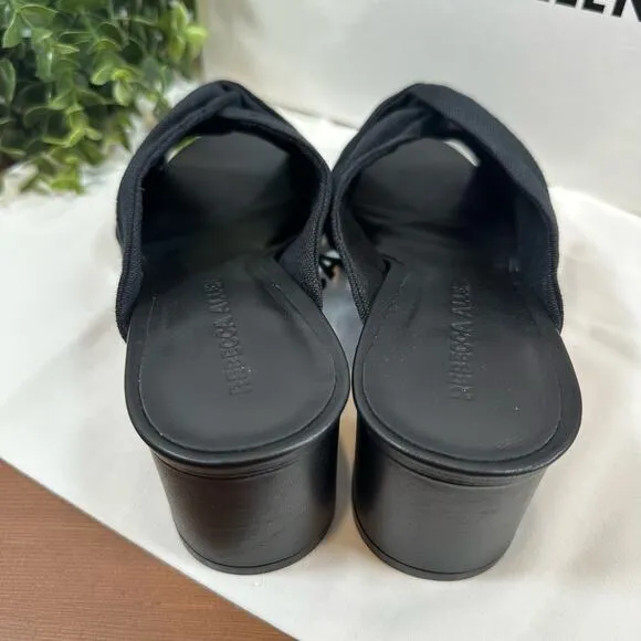 Rebecca Allen Women's The Twist Black Linen Slide Sandals Size 8.5