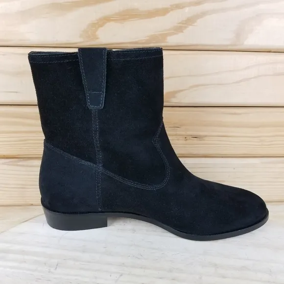 Rebecca Minkoff 8 US Black Leather/Suede Ankle Boots Booties Pull-on Block Heel