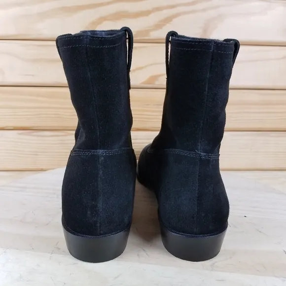 Rebecca Minkoff 8 US Black Leather/Suede Ankle Boots Booties Pull-on Block Heel