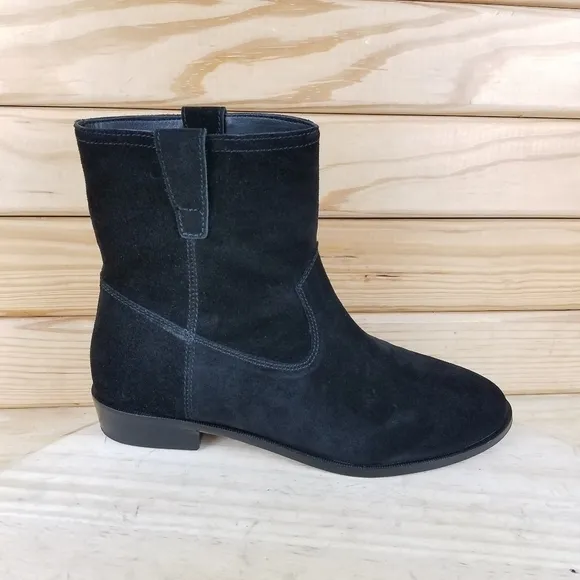 Rebecca Minkoff 8 US Black Leather/Suede Ankle Boots Booties Pull-on Block Heel