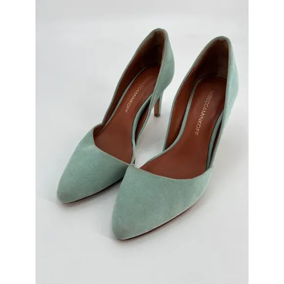 Rebecca Minkoff Brie D'Orsay Heels Pumps Sz 5.5M Blue Suede Slip On Shoes