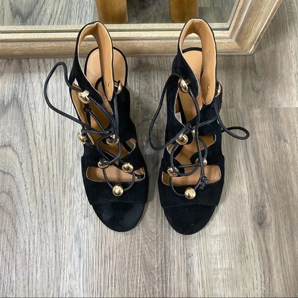 Rebecca Minkoff Embellished Suede Lace-up Sandals