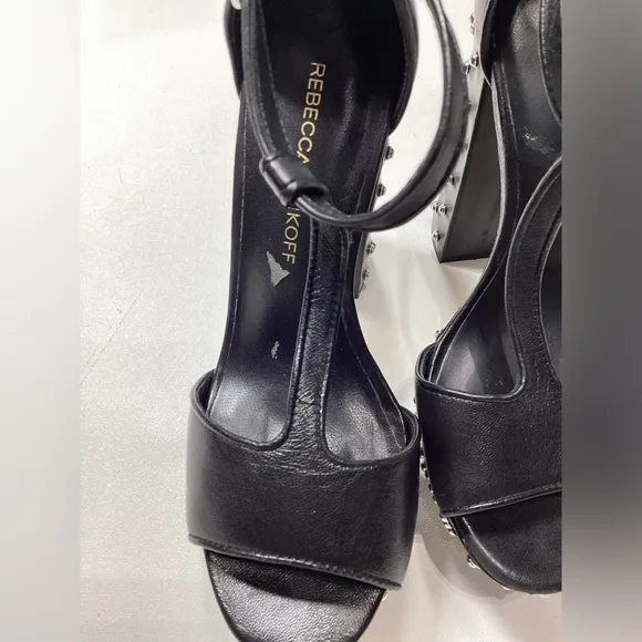 Rebecca Minkoff Rosa Studded Black Platform Heel Sandals Size 6.5
