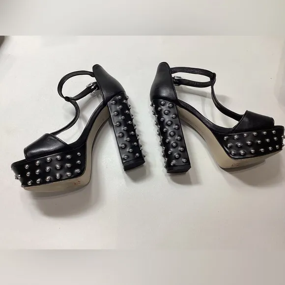 Rebecca Minkoff Rosa Studded Black Platform Heel Sandals Size 6.5