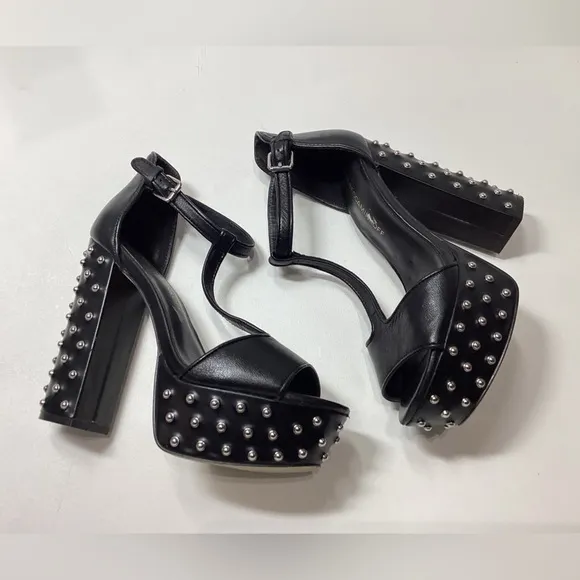 Rebecca Minkoff Rosa Studded Black Platform Heel Sandals Size 6.5