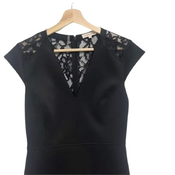 😍REBECCA TAYLOR! Stunning peplum black dress lace back size 6