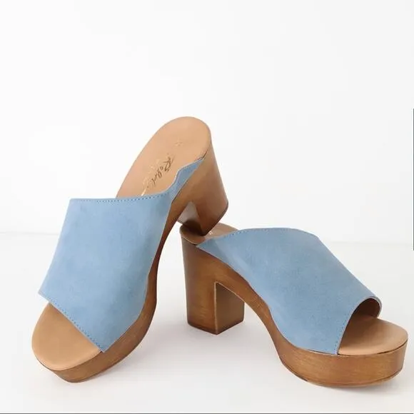 Rebels Orlanda Blue Suede Leather Platform shoes