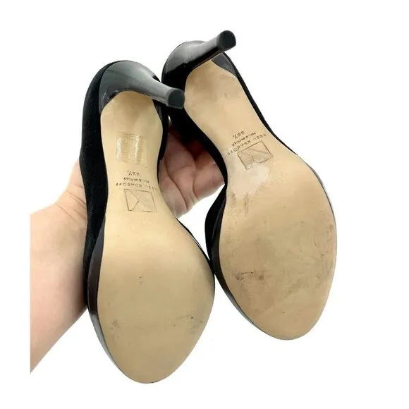 Reed Krakoff Pumps Black Suede Leather Platform Pumps Heels Shoes 35.5 New