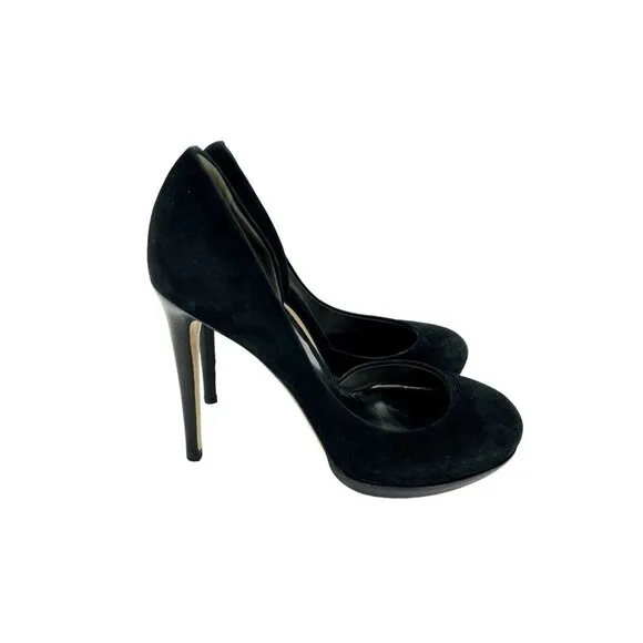Reed Krakoff Pumps Black Suede Leather Platform Pumps Heels Shoes 35.5 New