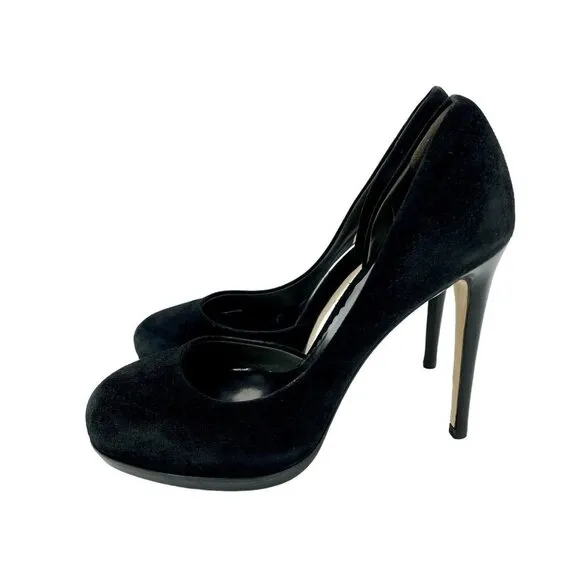 Reed Krakoff Pumps Black Suede Leather Platform Pumps Heels Shoes 35.5 New